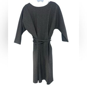 Grifoni Wool Lined Gray Dress Open Back V Belted NWT Size Small